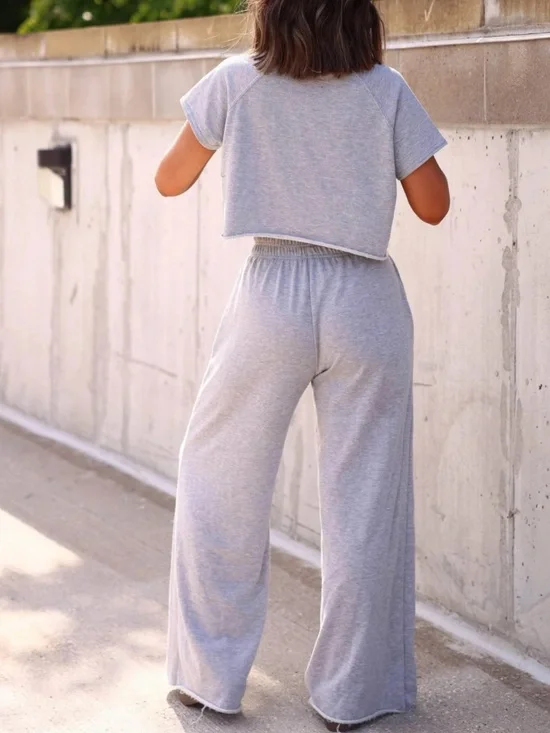 Everyday Wide-Leg Lounge Pants and Top- Light Gray Lane 201 - Picture 2 of 6